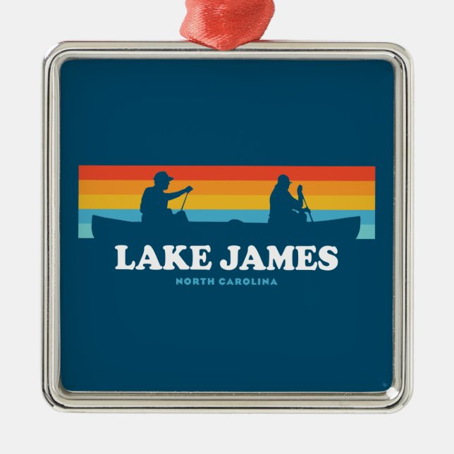 Lake James North Carolina Canoe Metal Tree Decoration (Front)
