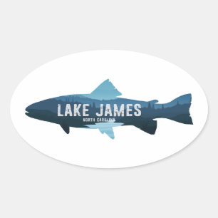 Lake James North Carolina Fish Oval Sticker