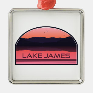 Lake James North Carolina Red Sunrise Metal Tree Decoration
