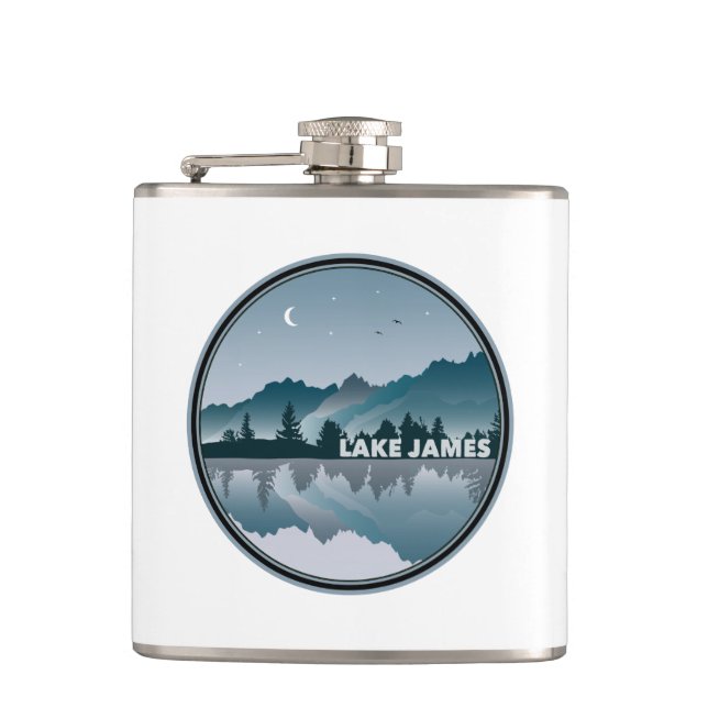 Lake James North Carolina Reflection Hip Flask (Front)