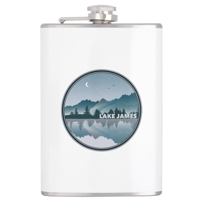 Lake James North Carolina Reflection Hip Flask (Front)