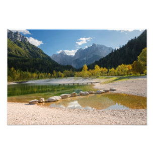 Lake Jasna in the Slovenian Alps in fall Photo Print