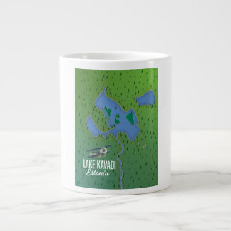 Lake Kavadi Estonia map Large Coffee Mug