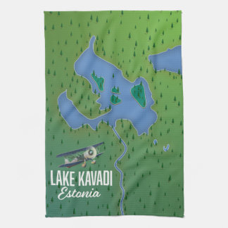 Lake Kavadi Estonia map Tea Towel