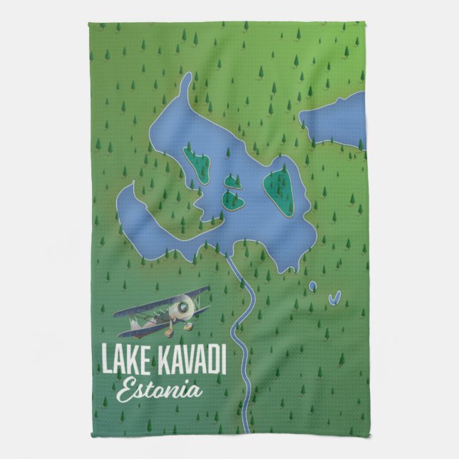 Lake Kavadi Estonia map Tea Towel (Vertical)