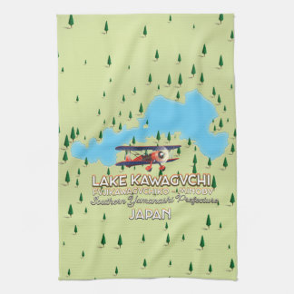Lake Kawaguchi Fujikawaguchiko & Minobu Japan map Tea Towel