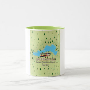 Lake Kawaguchi Fujikawaguchiko & Minobu Japan map Two-Tone Coffee Mug
