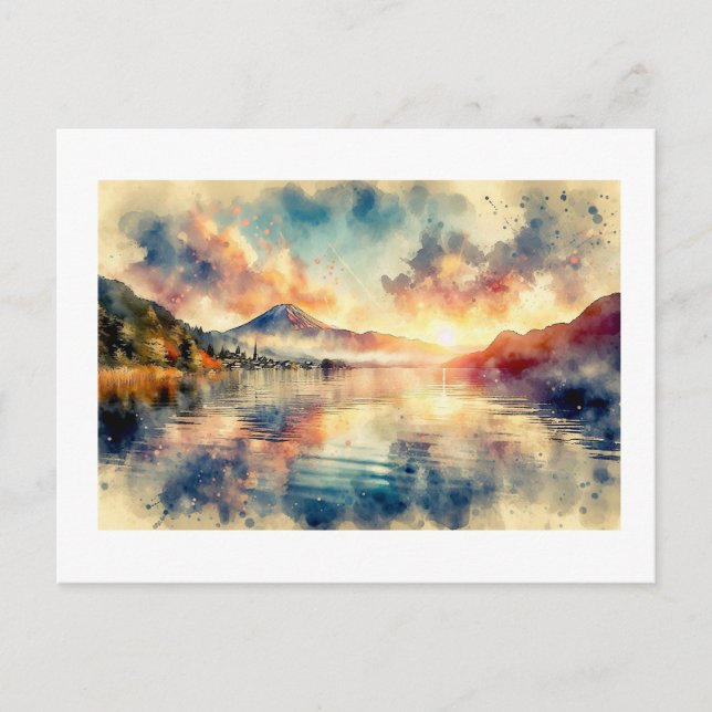 Lake Kawaguchi Mountain at Sunset,  Postcard (Front)