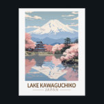 Lake Kawaguchiko Japan Travel Art Vintage Postcard<br><div class="desc">Lake Kawaguchiko vector artwork design. Lake Kawaguchiko is a lake in the town of Fujikawaguchiko,  Yamanashi Prefecture,  Japan. It's the second largest of the Fuji Five Lakes.</div>