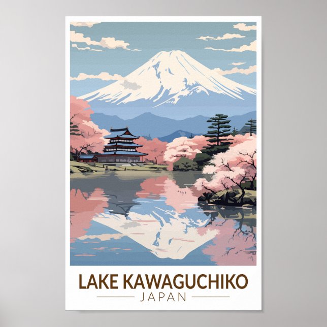 Lake Kawaguchiko Japan Travel Art Vintage Poster (Front)