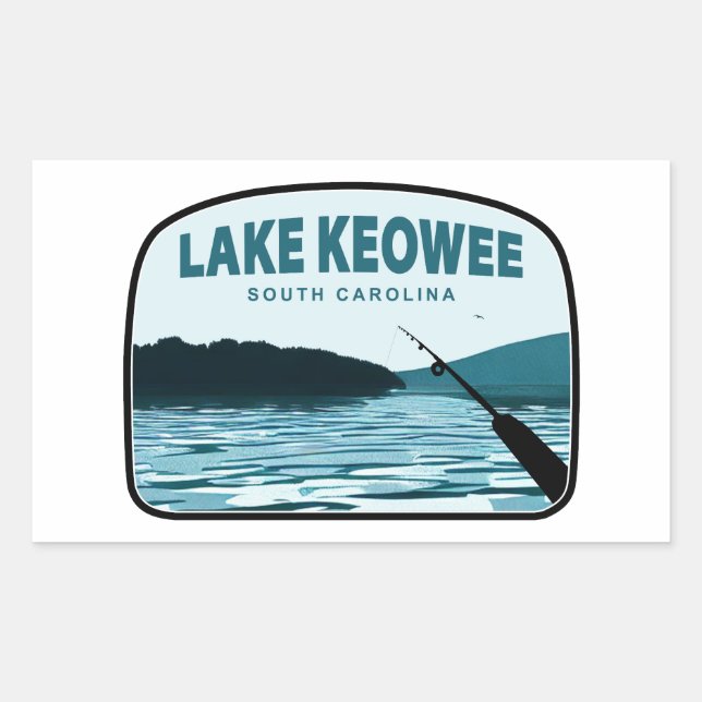 Lake Keowee South Carolina Fishing Rod Rectangular Sticker (Front)