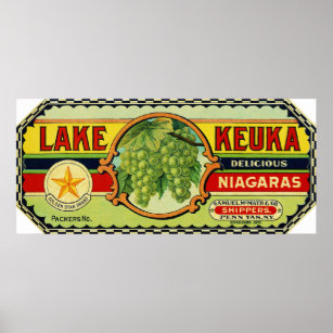 Lake Keuka Niagara Grapes Label 2 Poster