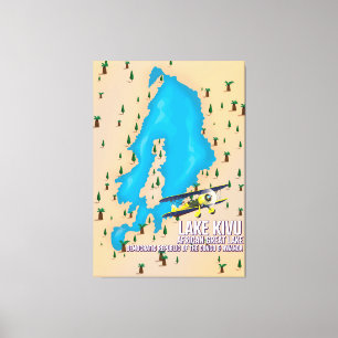 Lake Kivu Great African lake travel map. Canvas Print