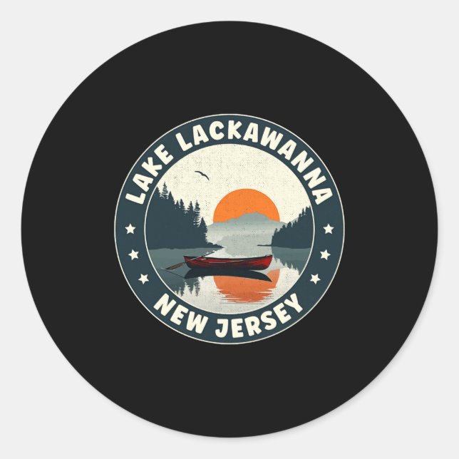 Lake Lackaw New Jersey Sunset T Shirt  Classic Round Sticker (Front)