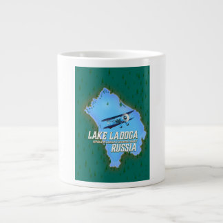 Lake Ladoga Russian map travel poster Large Coffee Mug