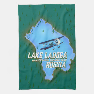 Lake Ladoga Russian map travel poster Tea Towel