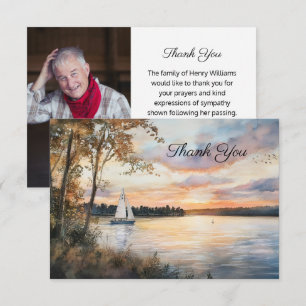 Lake Landscape Funeral Photo Memorial Thank You Card