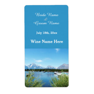 Lake landscape photography wedding wine label