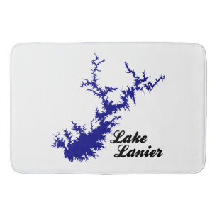 Lake Lanier Georgia Blue Shoreline Script Map Art Bath Mat