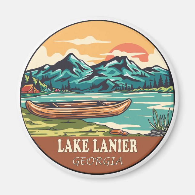 Lake Lanier Georgia Boating Fishing Emblem Magnet (Front)