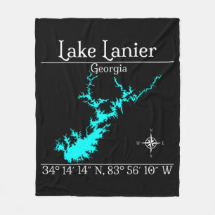Lake Lanier Georgia Detailed Map Fleece Blanket