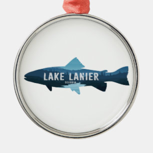 Lake Lanier Georgia Fish Metal Tree Decoration