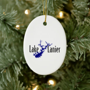 Lake Lanier Georgia Lake Map Boating and Fishing Ceramic Tree Decoration