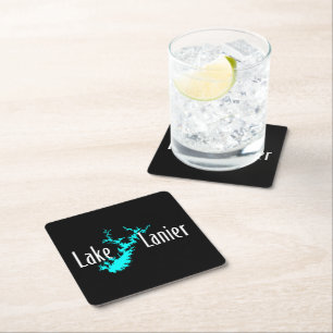 Lake Lanier Georgia Lake Map Boating and Fishing Square Paper Coaster