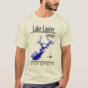 Lake Lanier Georgia Map Coordinates T-Shirt