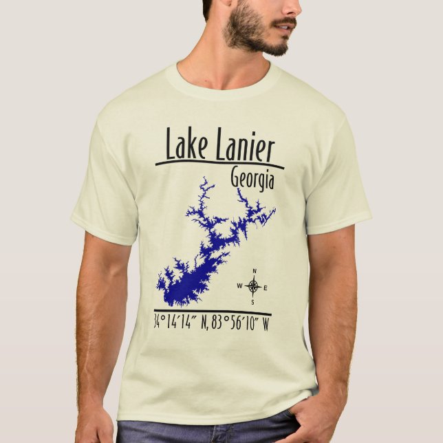 Lake Lanier Georgia Map Coordinates T-Shirt (Front)