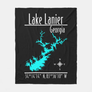 Lake Lanier Georgia Map Fleece Blanket