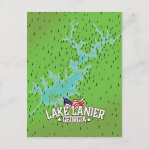 Lake Lanier Georgia Map Postcard