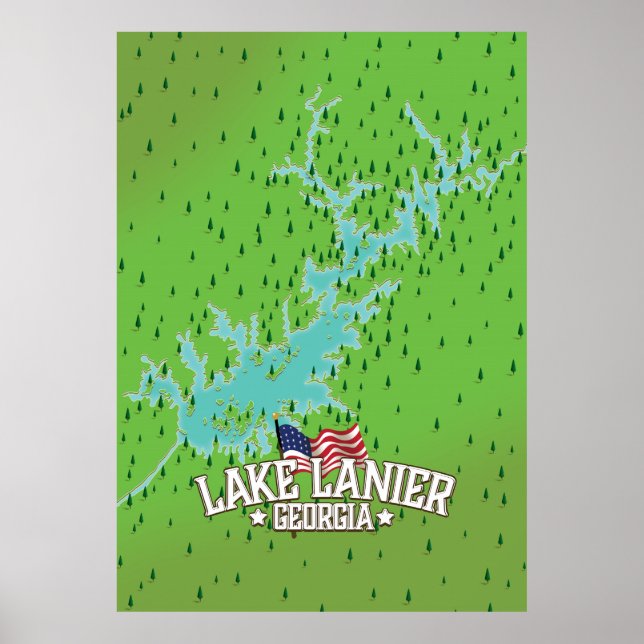 Lake Lanier Georgia Map Poster (Front)