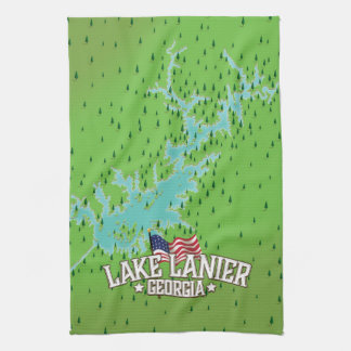Lake Lanier Georgia Map Tea Towel