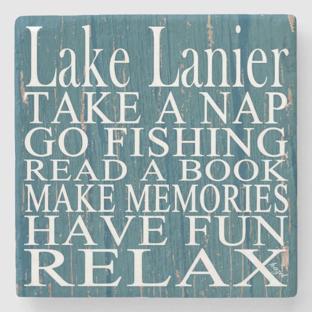 Lake Lanier, Georgia, Quote Coasters Cyan (Front)