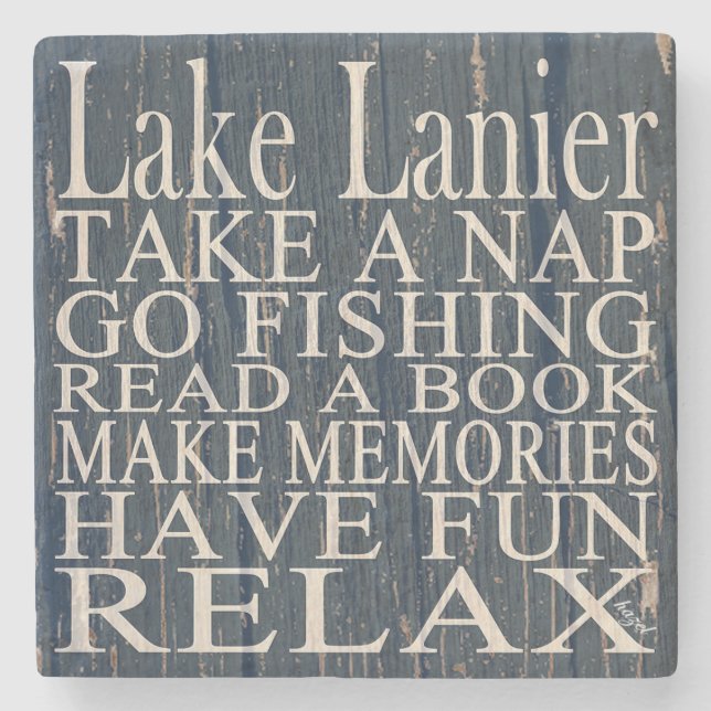 Lake Lanier, Georgia, Quote Coasters Navy (Front)