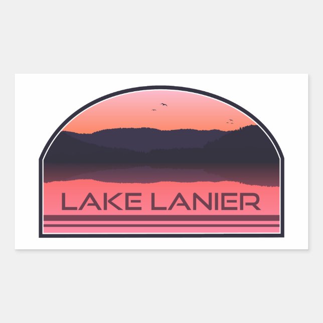 Lake Lanier Georgia Red Sunrise Rectangular Sticker (Front)