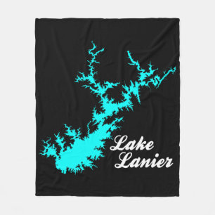 Lake Lanier Georgia Shoreline Map Fleece Blanket