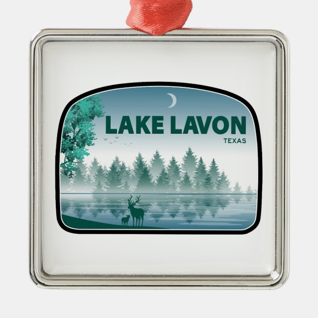 Lake Lavon Texas Deer Metal Tree Decoration (Front)