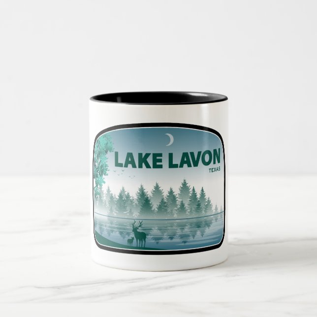 Lake Lavon Texas Deer Two-Tone Coffee Mug (Center)