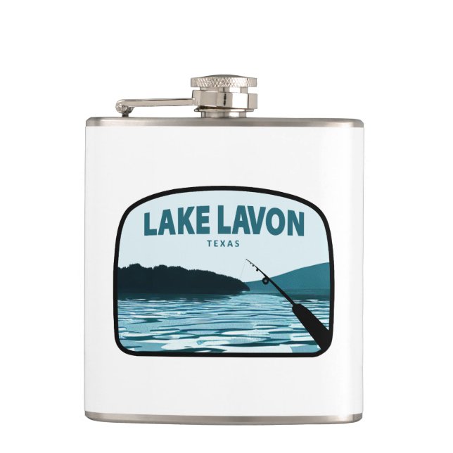 Lake Lavon Texas Fishing Rod Hip Flask (Front)