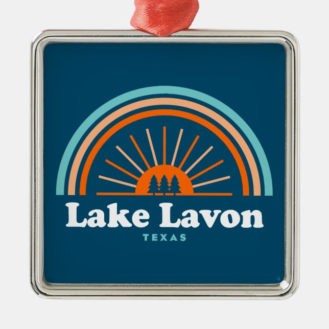 Lake Lavon Texas Rainbow Metal Tree Decoration (Front)