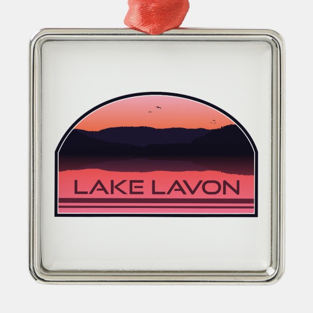 Lake Lavon Texas Red Sunrise Metal Tree Decoration (Front)