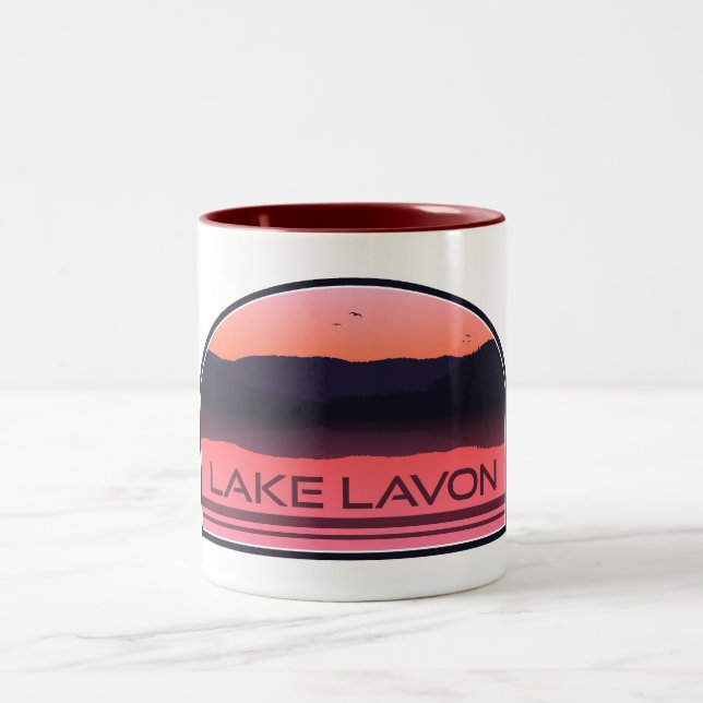 Lake Lavon Texas Red Sunrise Two-Tone Coffee Mug (Center)