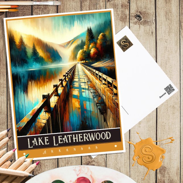 Lake Leatherwood, Arkansas | Vintage Painting Postcard (Creator Uploaded)