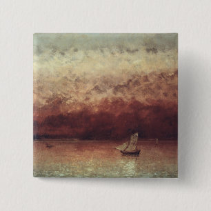 Lake Leman with Setting Sun, c.1876 15 Cm Square Badge