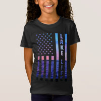 Lake Life American Flag Dock Sunset Wakeboarder Po