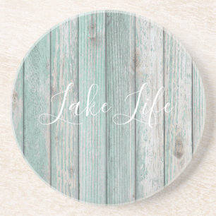 Lake Life Blue Wood  Coaster