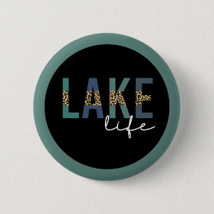 Lake Life Cheetah Print Typography 6 Cm Round Badge