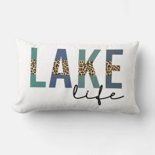 Lake Life Cheetah Print Typography Lumbar Cushion